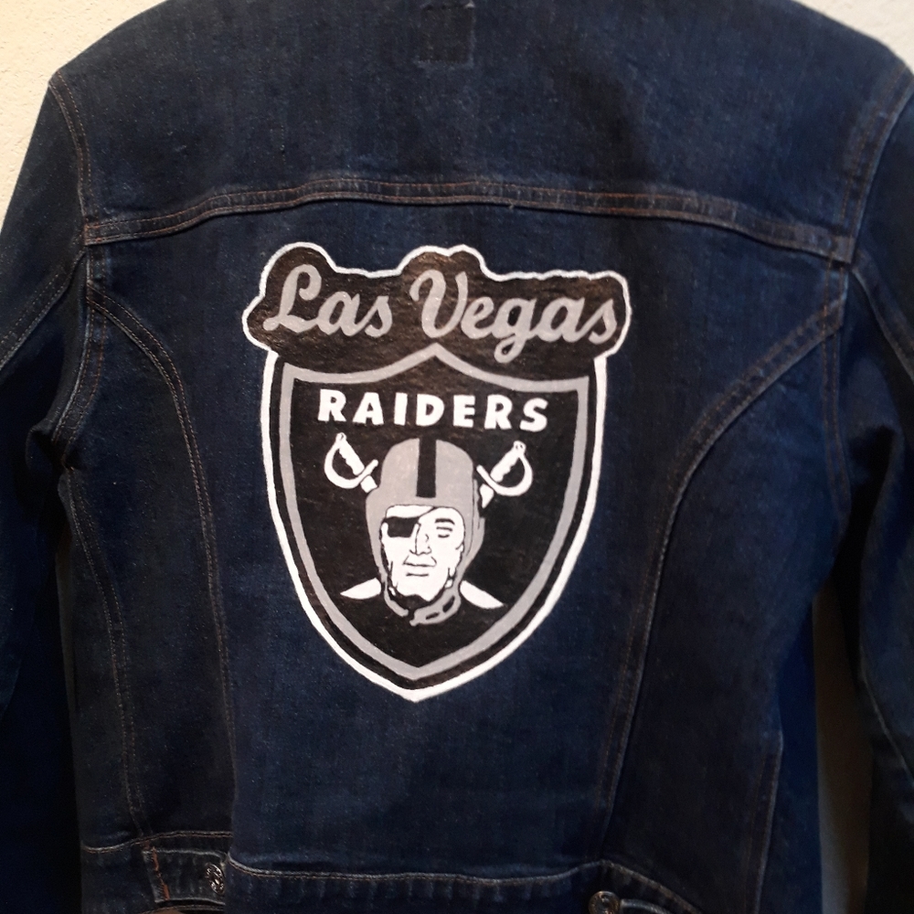 Upcycled Hand Painted Las Vegas Raiders Jacket